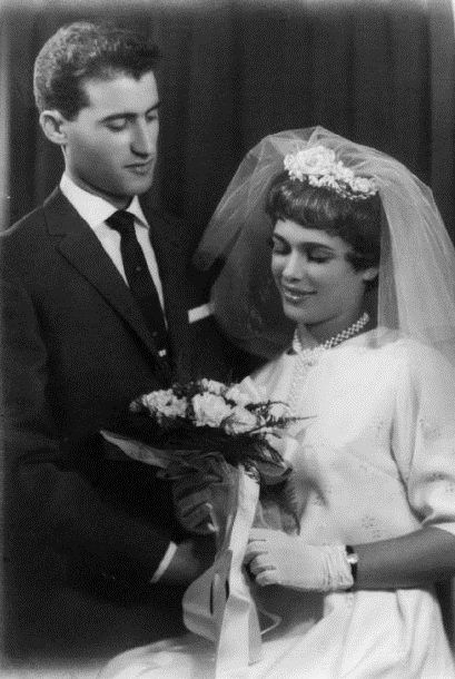 Gideon and Dvora Lotan on their wedding day, Israel, 1963. From Ten Berge, Ellen. Een Kind Voor Mijn Deur: onderduik in Amersfoort, 2010.