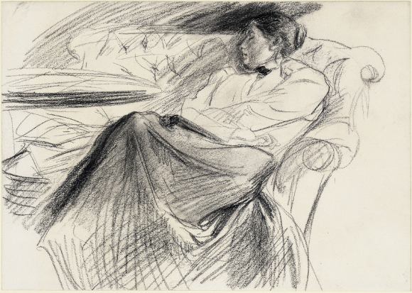 Max Liebermann, Martha Liebermann, Sleeping, circa 1895. Black chalk on paper, 25.5 × 35.6 cm, Kupferstichkabinett, Berlin.